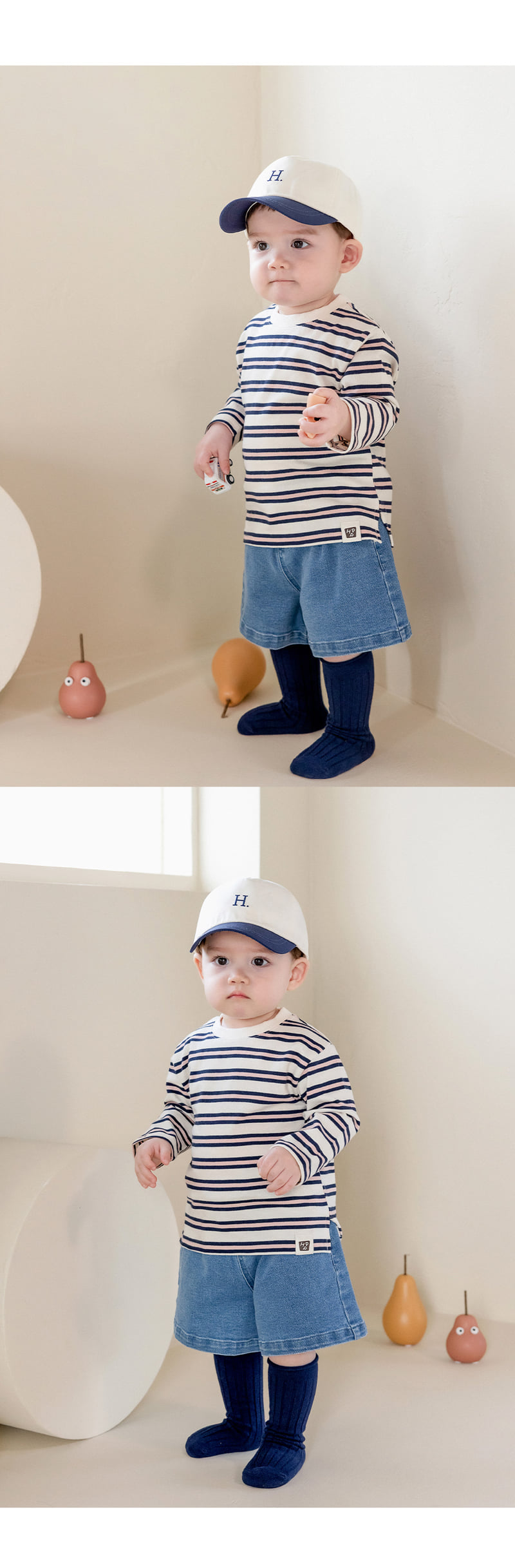 Kids Clara - Korean Baby Fashion - #babyclothing - Dorian Denim Bermuda Baby Pants - 4