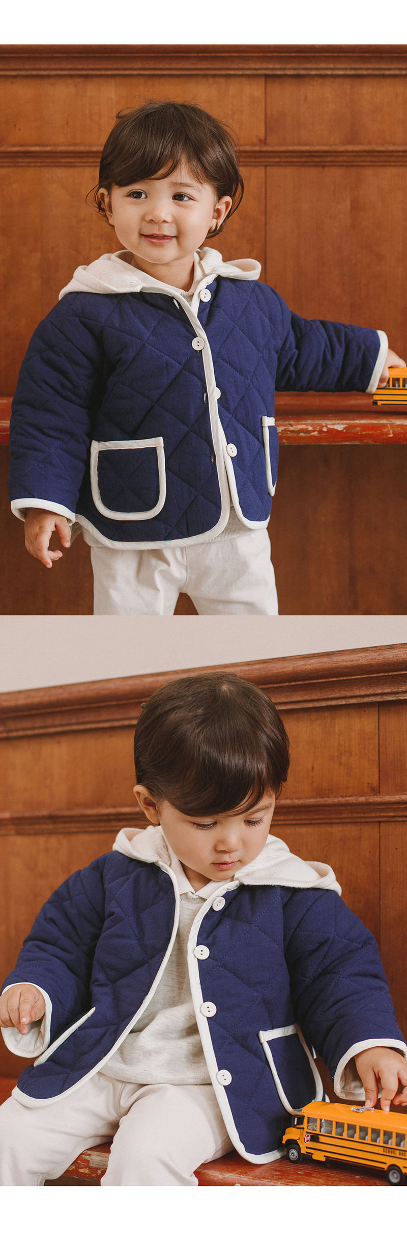 Kids Clara - Korean Baby Fashion - #babylifestyle - Marian Quilted Hooded Baby Jacket - 4