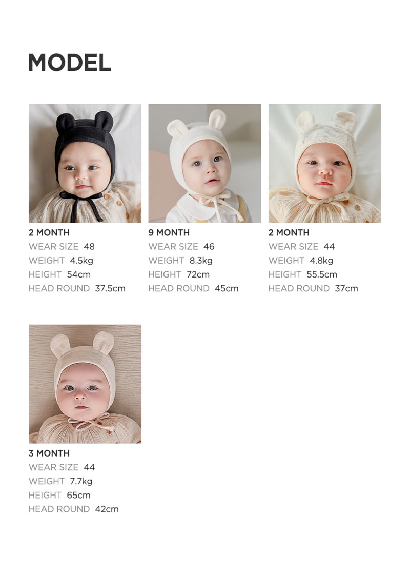 Kids Clara - Korean Baby Fashion - #babyoninstagram - Bebe Bear Baby Bonnet - 12