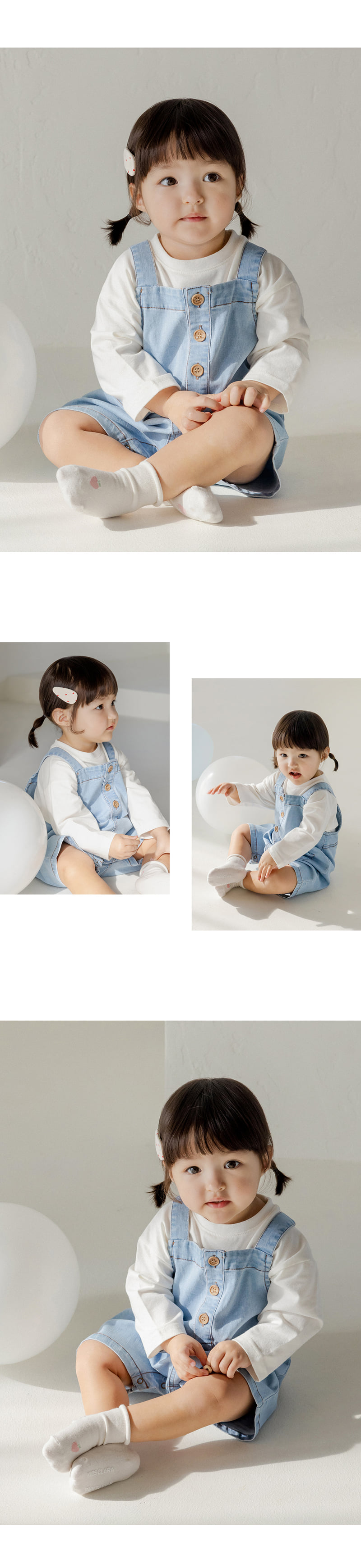 Kids Clara - Korean Baby Fashion - #babyoutfit - Glow Denim Baby Overalls - 5