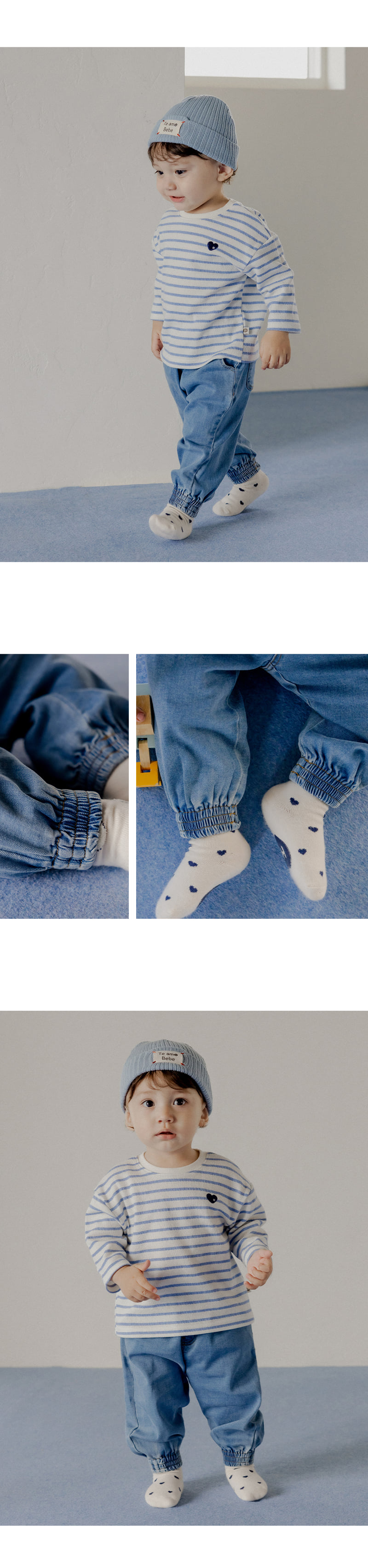 Kids Clara - Korean Baby Fashion - #babyootd - Ian Denim Baby Jogger Pants - 4