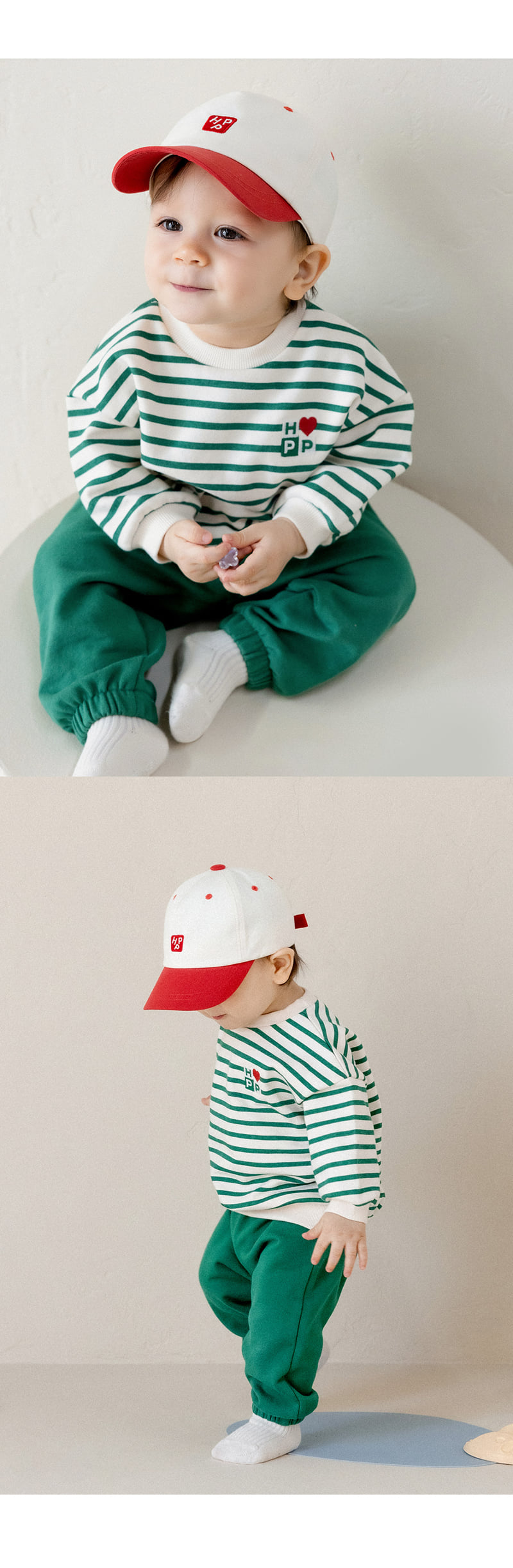 Kids Clara - Korean Baby Fashion - #babyoutfit - Laia Three-piece Set-up_green - 5