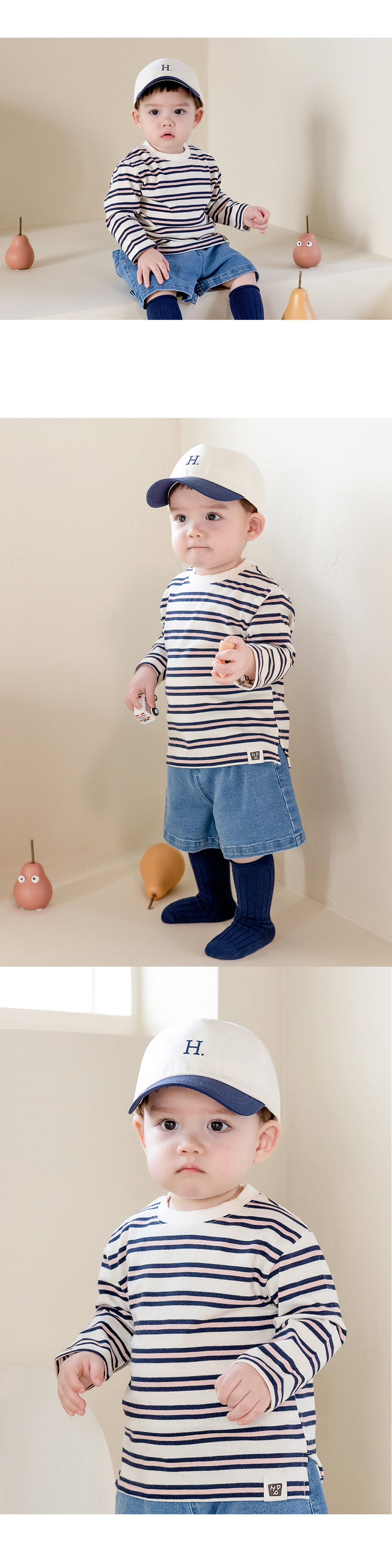 Kids Clara - Korean Baby Fashion - #onlinebabyboutique - Colby Striped Baby Tee - 4