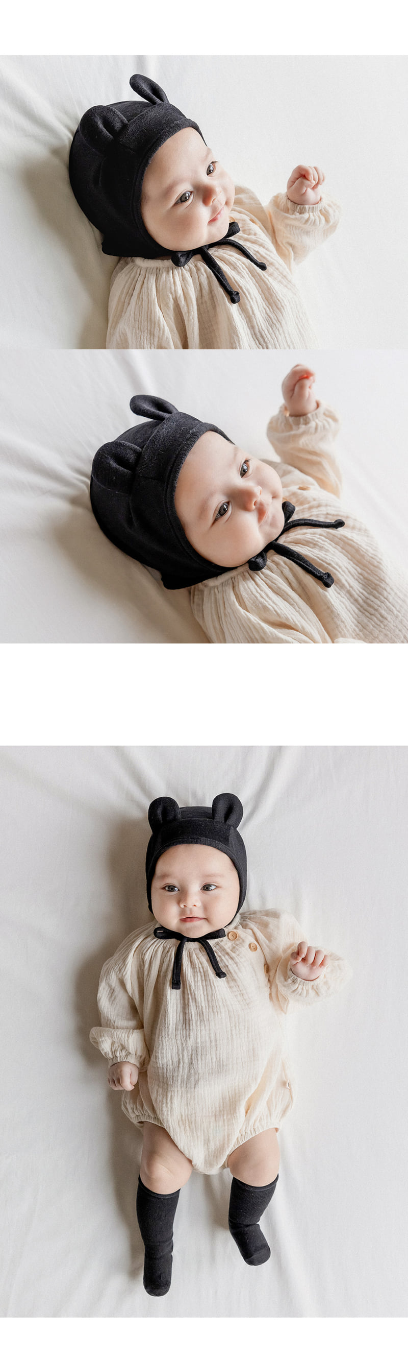 Kids Clara - Korean Baby Fashion - #onlinebabyshop - Bebe Bear Baby Bonnet - 3