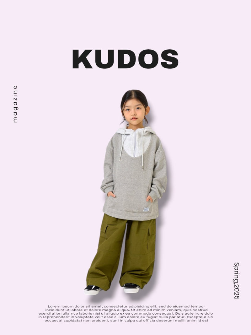 Kudos - Korean Children Fashion - #Kfashion4kids - Waffle Half Zip-Up Hoodie - 12