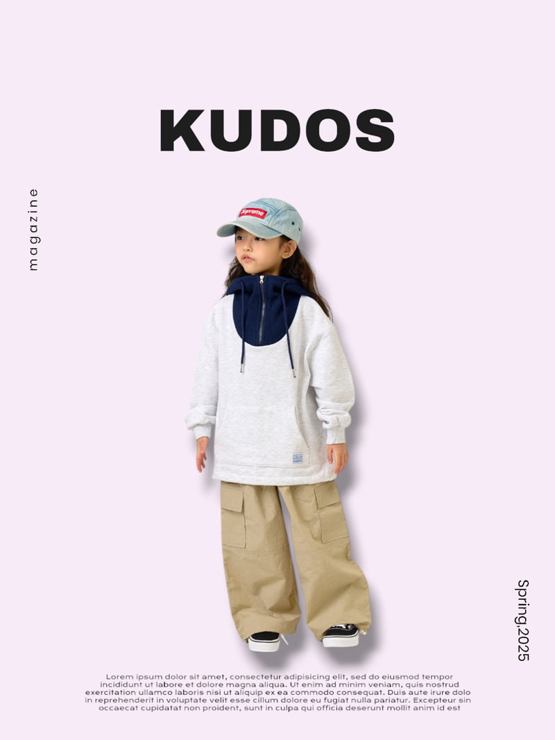 Kudos - Korean Children Fashion - #childofig - Waffle Half Zip-Up Hoodie - 4