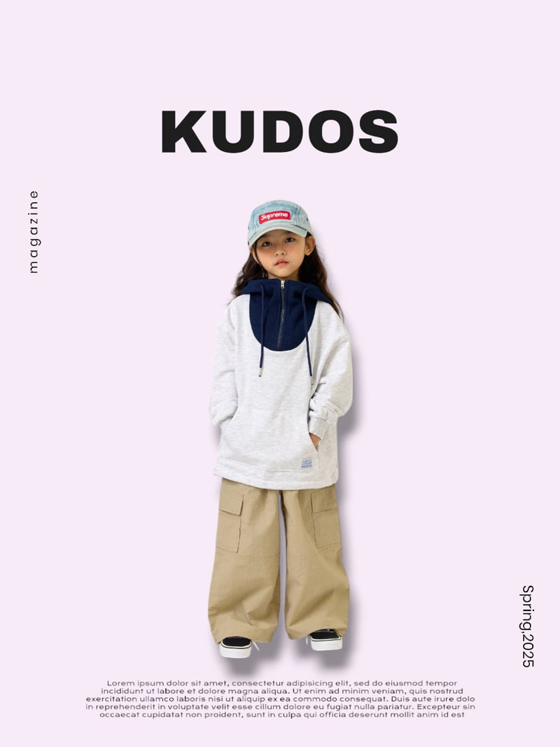 Kudos - Korean Children Fashion - #childrensboutique - Waffle Half Zip-Up Hoodie - 5