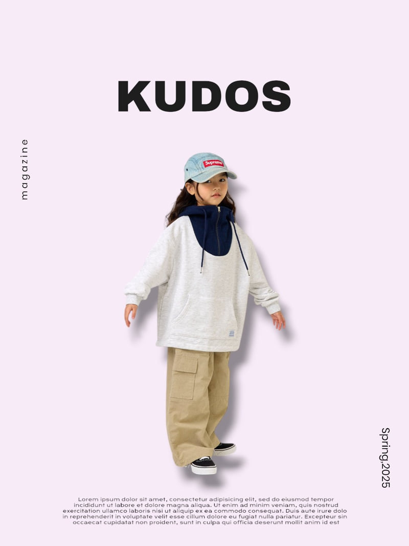 Kudos - Korean Children Fashion - #kidsshorts - Waffle Half Zip-Up Hoodie - 9