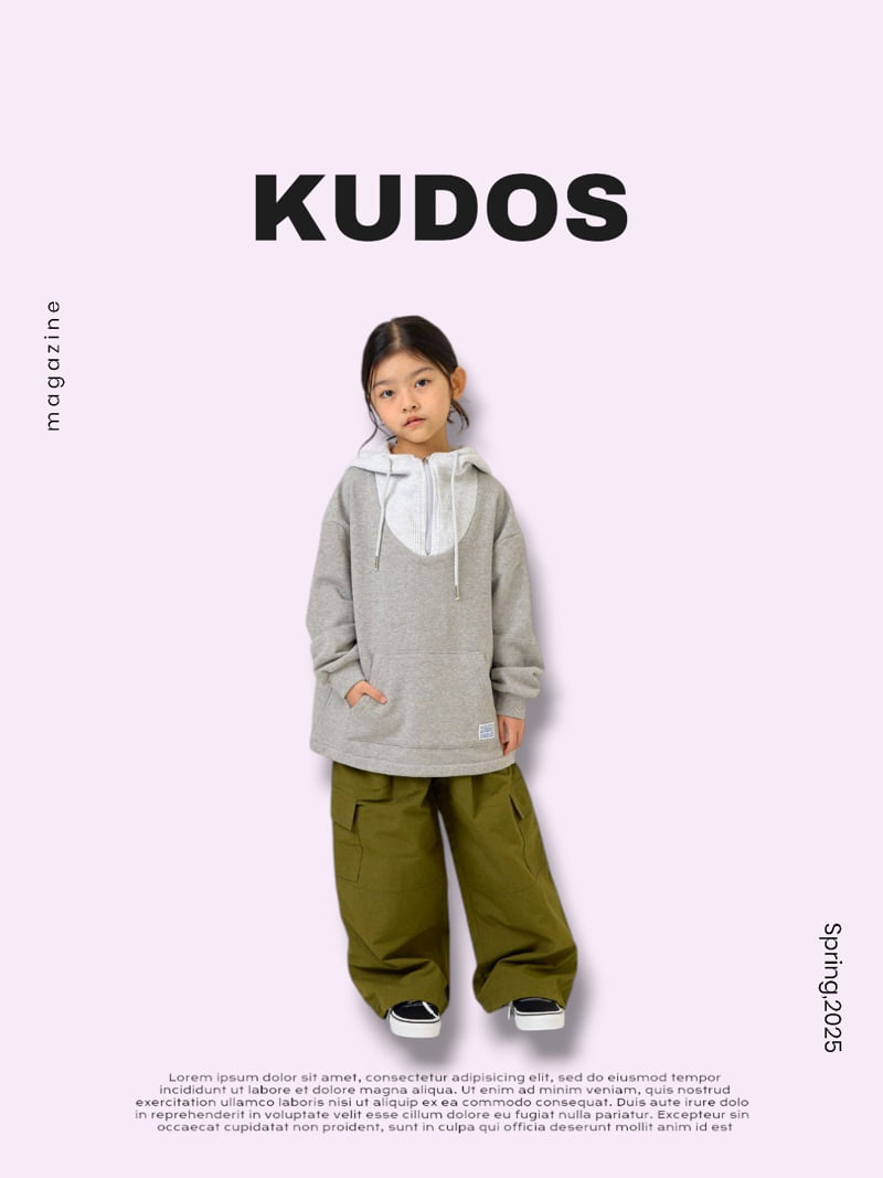 Kudos - Korean Children Fashion - #kidzfashiontrend - Waffle Half Zip-Up Hoodie - 11