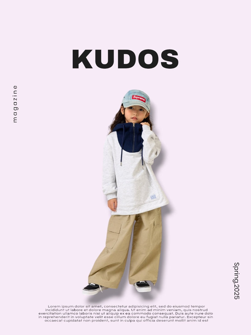 Kudos - Korean Children Fashion - #minifashionista - Waffle Half Zip-Up Hoodie