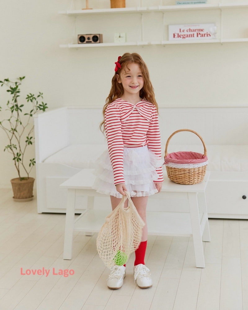 Lago - Korean Children Fashion - #kidzfashiontrend - Big Ribbon Shirring Tee - 4