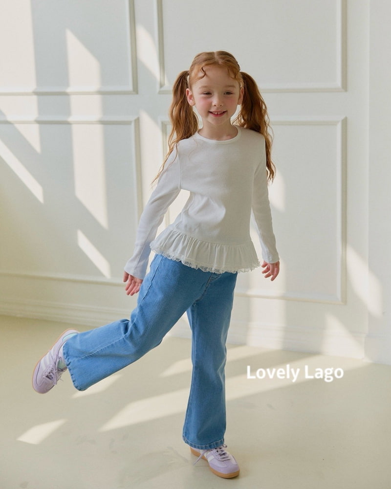 Lago - Korean Children Fashion - #childofig - Lace Long Ruffle Tee