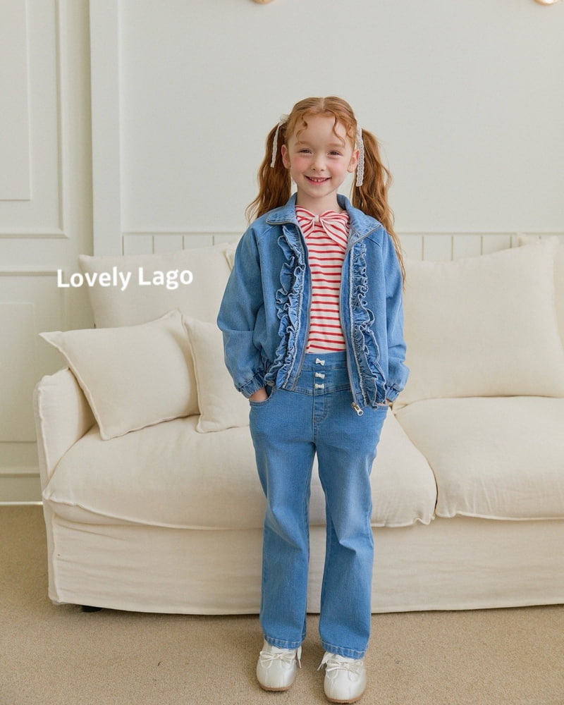 Lago - Korean Children Fashion - #childrensboutique - Frill Raglan Denim Jacket - 12