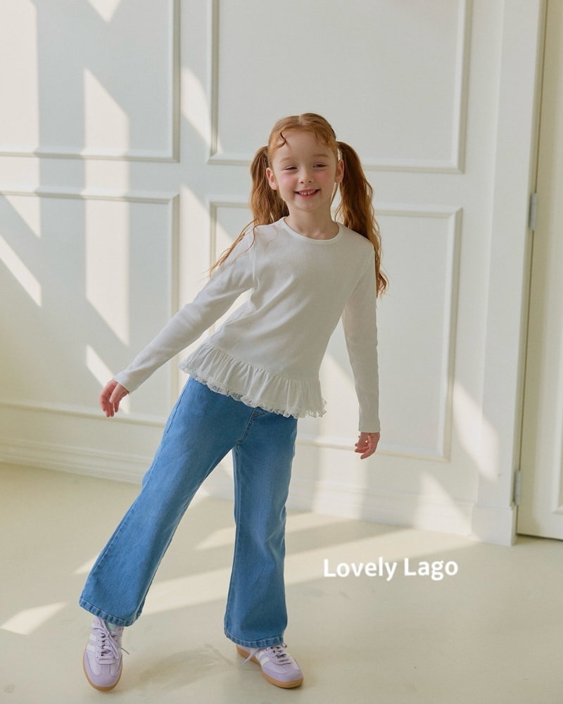 Lago - Korean Children Fashion - #childrensboutique - Lace Long Ruffle Tee - 2