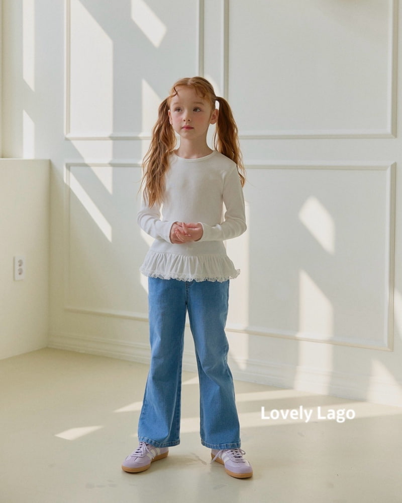 Lago - Korean Children Fashion - #kidsshorts - Lace Long Ruffle Tee - 6