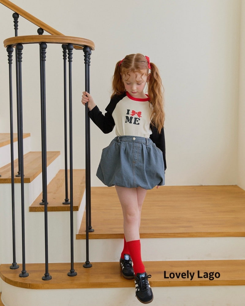 Lago - Korean Children Fashion - #fashionkids - Denim Balloon Skirt Pants - 4