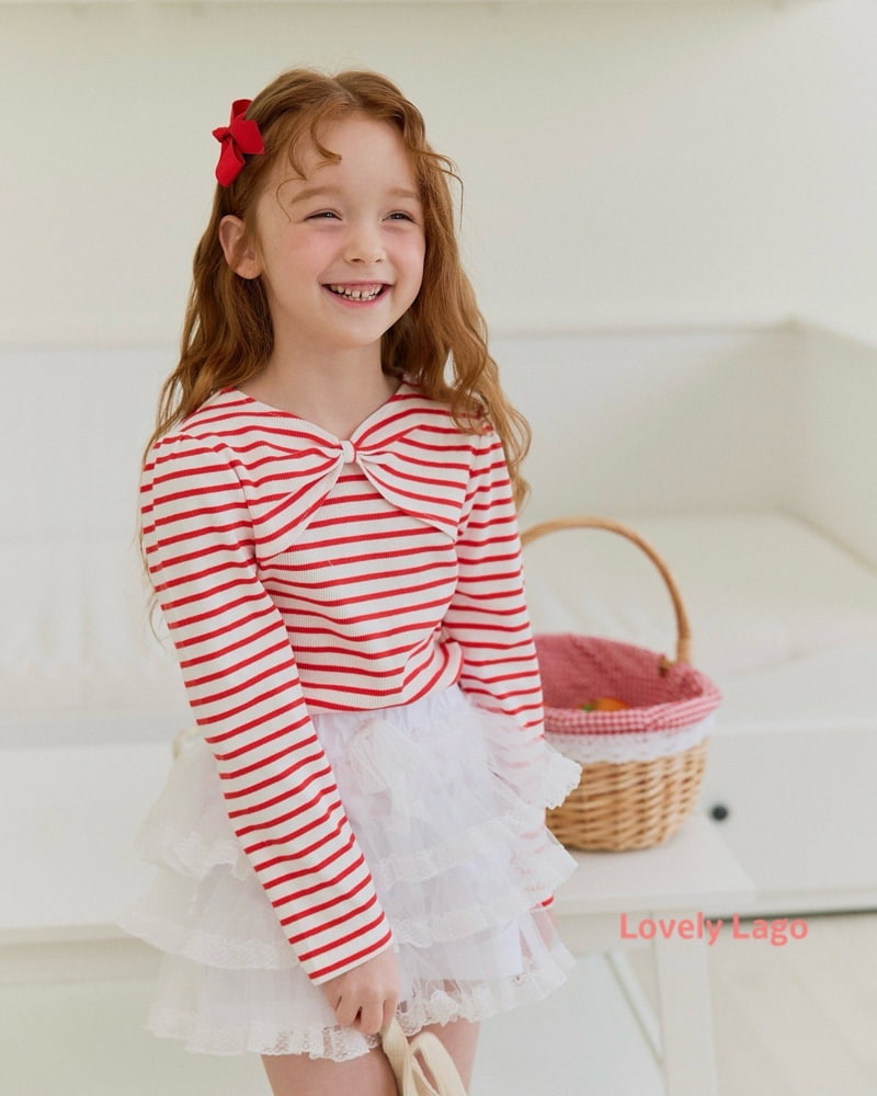 Lago - Korean Children Fashion - #kidsstore - Big Ribbon Shirring Tee - 2