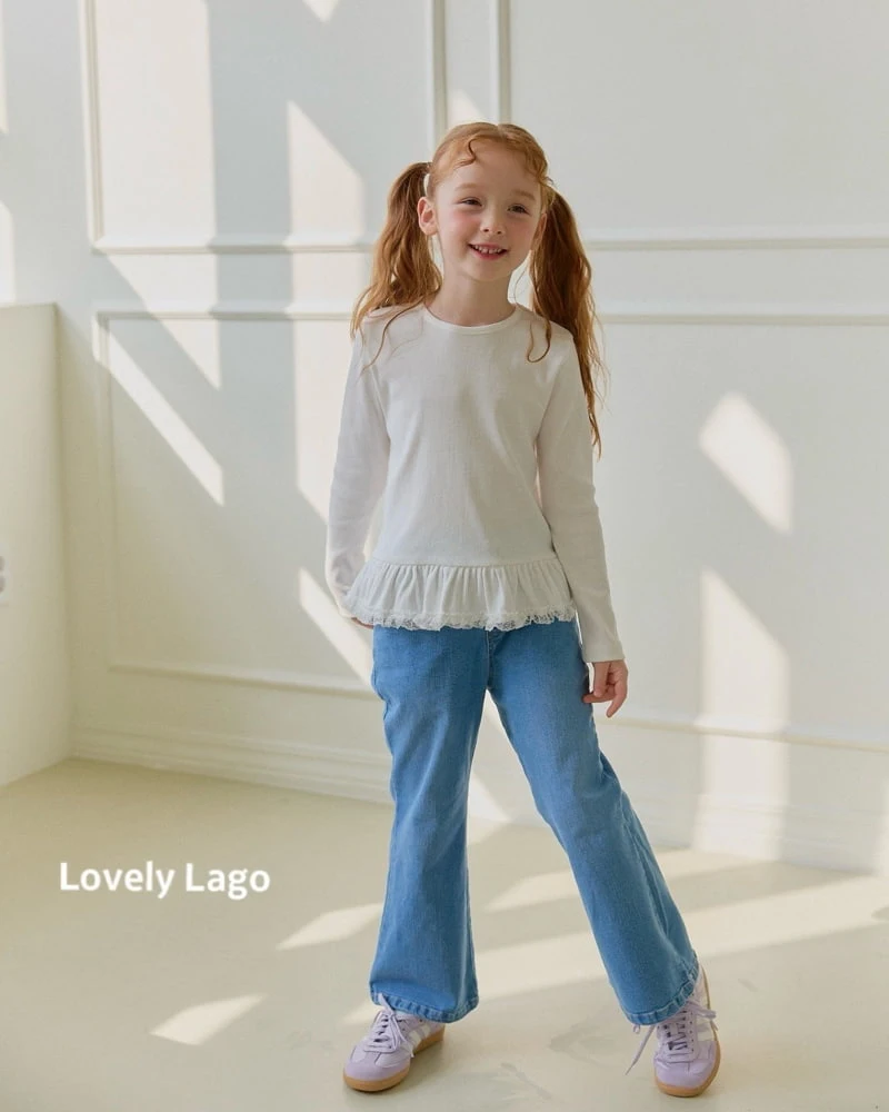 Lago - Korean Children Fashion - #kidzfashiontrend - Lace Long Ruffle Tee - 8