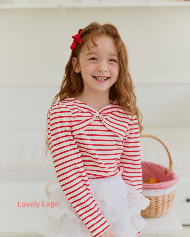 Lago - Korean Children Fashion - #kidzfashiontrend - Big Ribbon Shirring Tee - 3