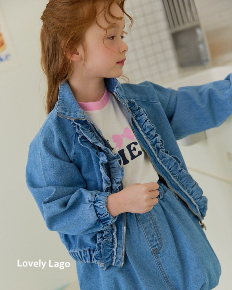 Lago - Korean Children Fashion - #todddlerfashion - Frill Raglan Denim Jacket - 8