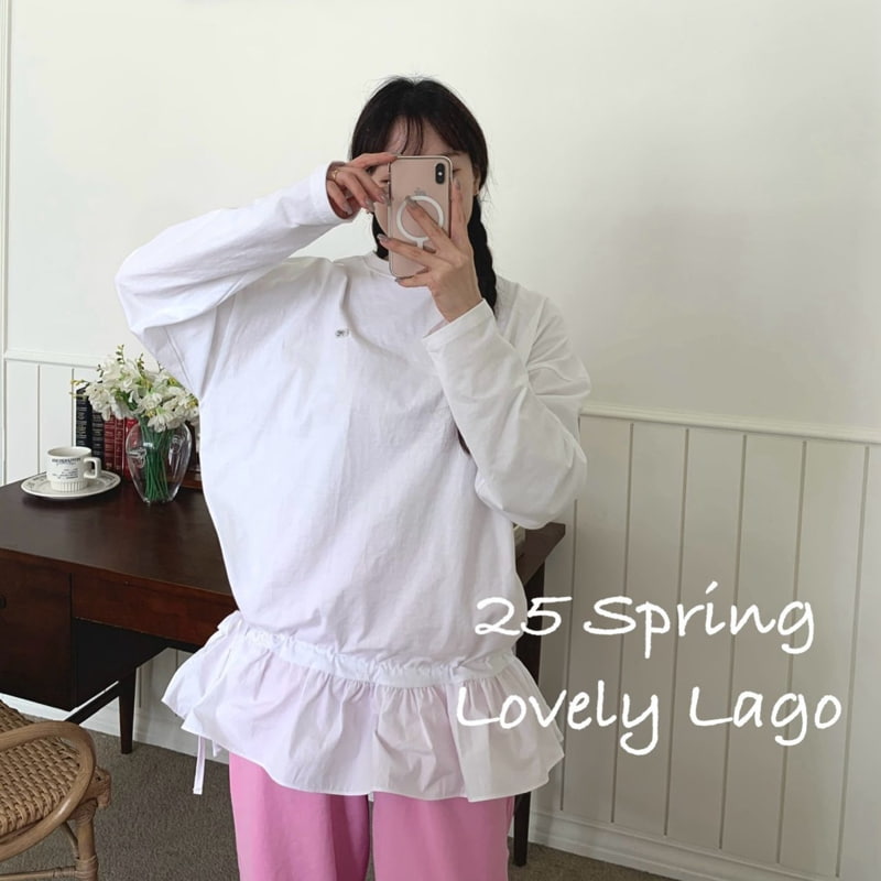Lago - Korean Women Fashion - #shopsmall - Mom Shirring Frill Long Tee - 4