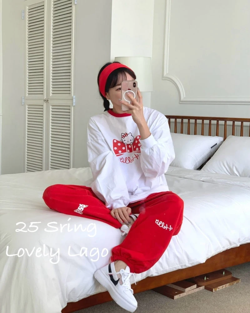 Lago - Korean Women Fashion - #vintageinspired - Mom Hello Jogger Pants - 3