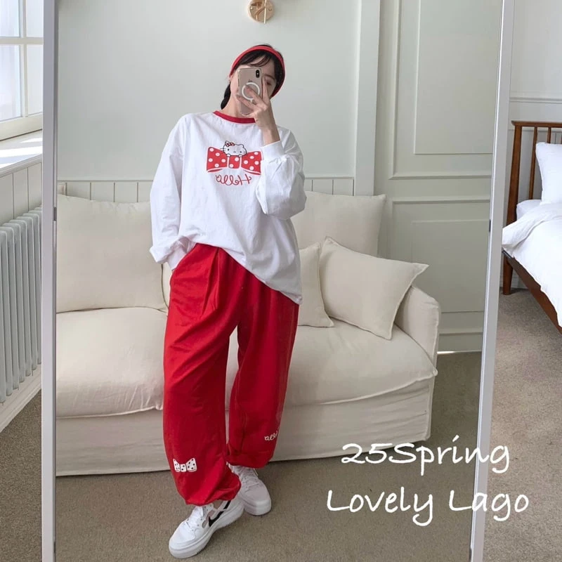 Lago - Korean Women Fashion - #vintageinspired - Mom Hello Jogger Pants - 4