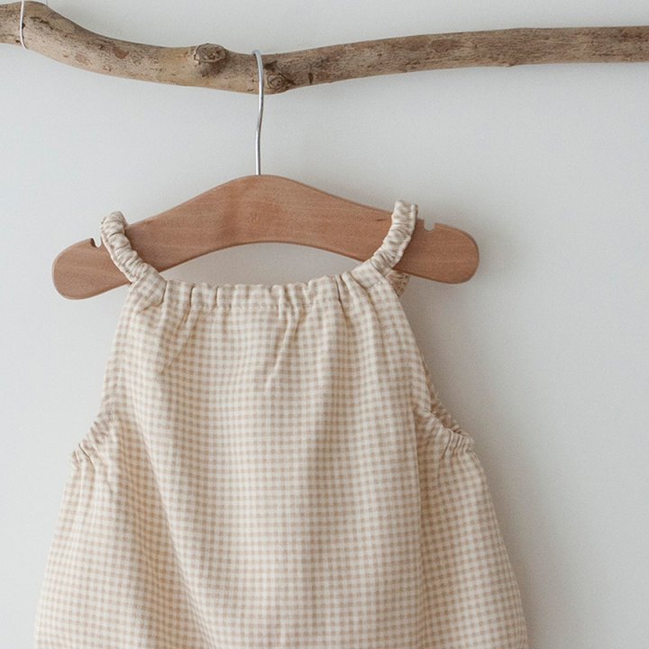 Lemonade - Korean Baby Fashion - #babyboutique - Check Suspenders Suit Bonnet Set - 8