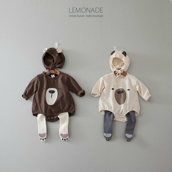 Lemonade - Korean Baby Fashion - #babyboutique - Bear Suit Bonnet Suit