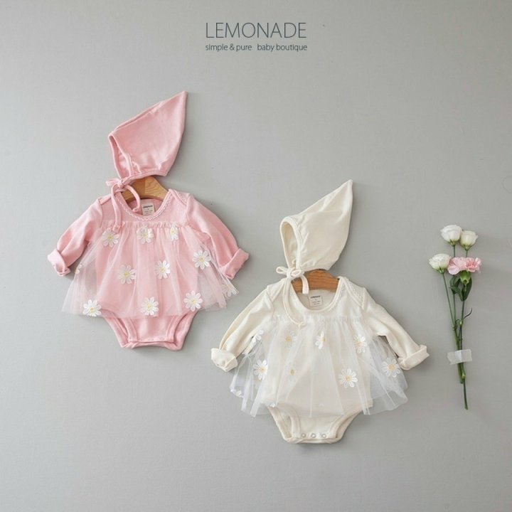 Lemonade - Korean Baby Fashion - #babyboutique - Dandelion Embroidery Bonnet Suit