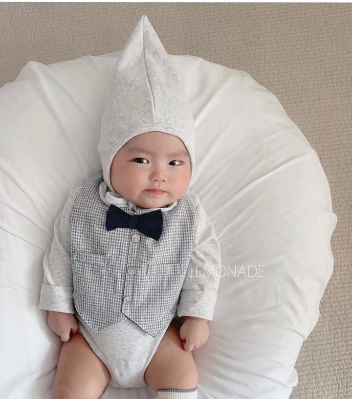 Lemonade - Korean Baby Fashion - #babyboutiqueclothing - Luan Tuxedo Bonnet Suit Bib Set - 12