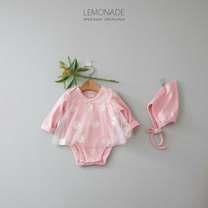 Lemonade - Korean Baby Fashion - #babyclothing - Dandelion Embroidery Bonnet Suit - 3