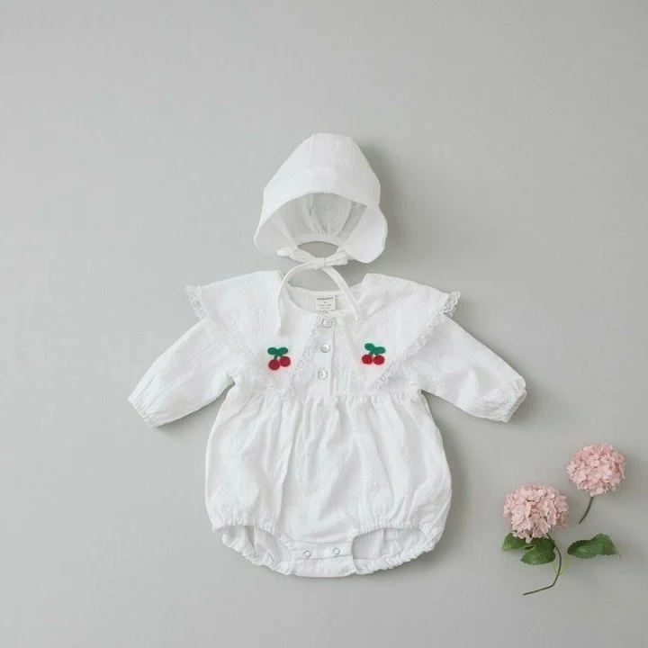 Lemonade - Korean Baby Fashion - #babyclothing - Navi Cherry Bonnet Suit