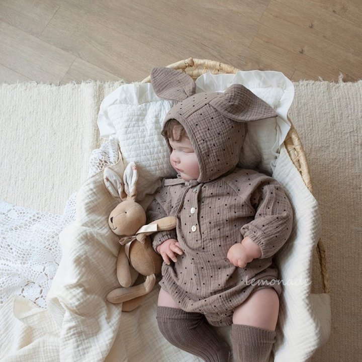 Lemonade - Korean Baby Fashion - #babyfashion - Dot Bonnet Suit - 11