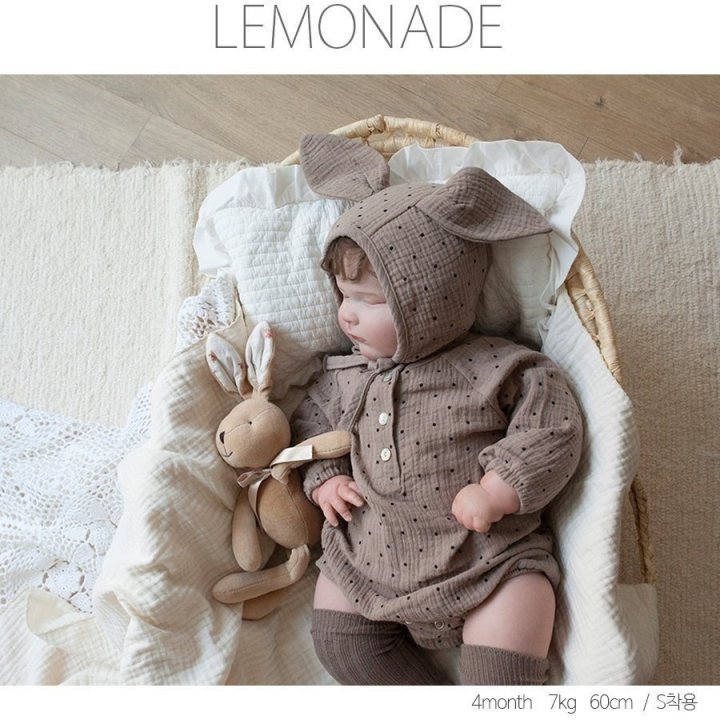 Lemonade - Korean Baby Fashion - #babyfever - Dot Bonnet Suit - 12