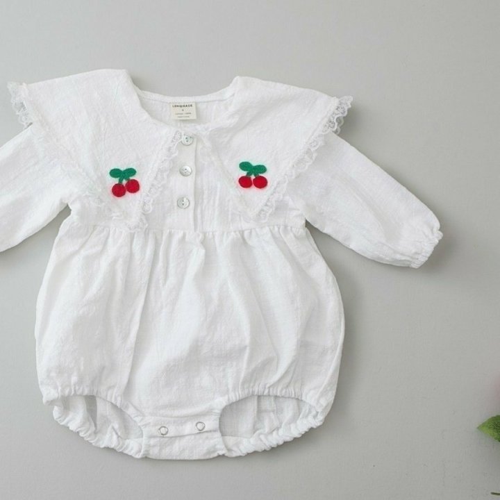 Lemonade - Korean Baby Fashion - #babyfever - Navi Cherry Bonnet Suit - 3