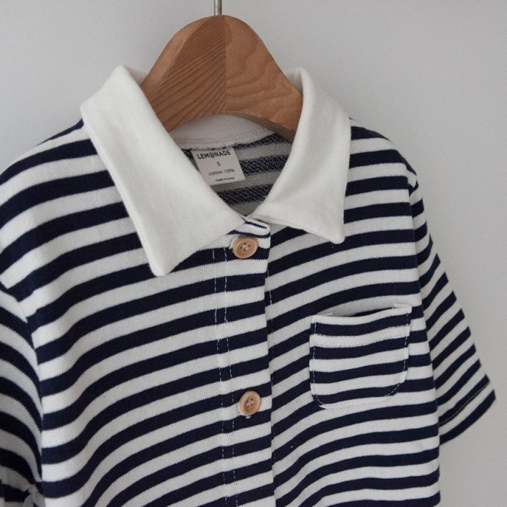 Lemonade - Korean Baby Fashion - #babygirlfashion - Stripe Collar Suit - 3