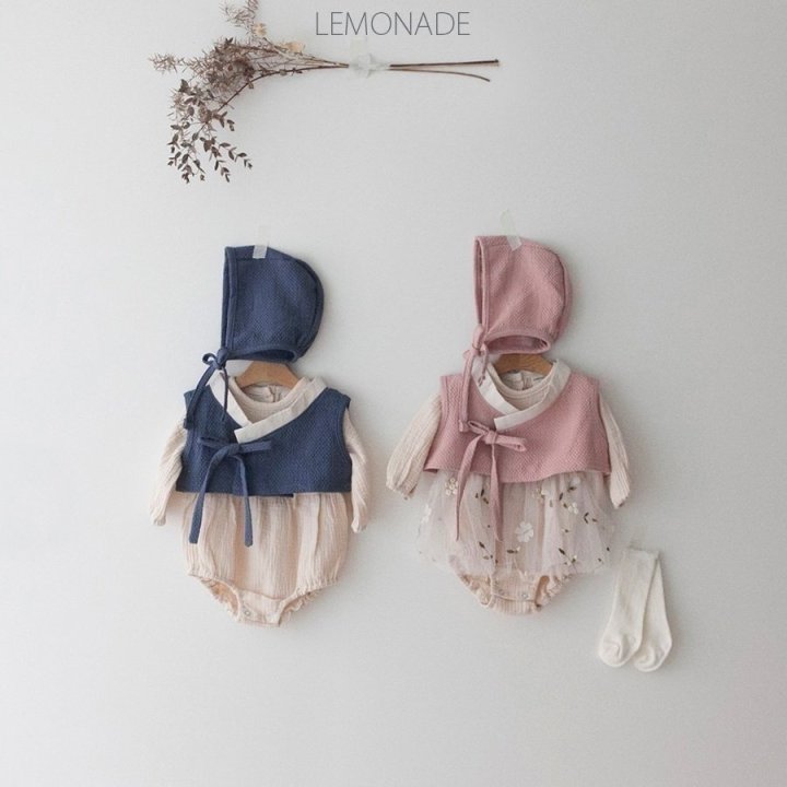 Lemonade - Korean Baby Fashion - #babygirlfashion - Urban Bonnet Vest Suit Set