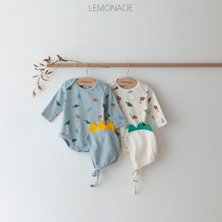 Lemonade - Korean Baby Fashion - #babylifestyle - Dino Suit Bonnet Set - 2