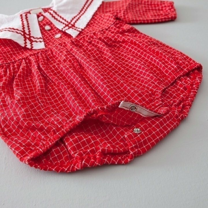Lemonade - Korean Baby Fashion - #babylifestyle - Navi Check Bonnet Suit - 6