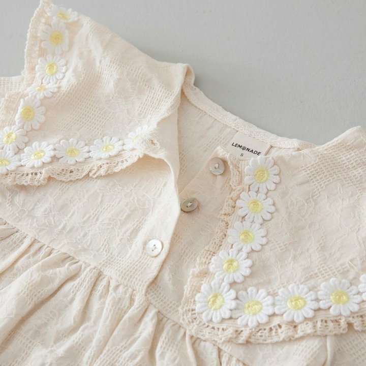 Lemonade - Korean Baby Fashion - #babygirlfashion - Navi Flower Bonnet Suit - 4
