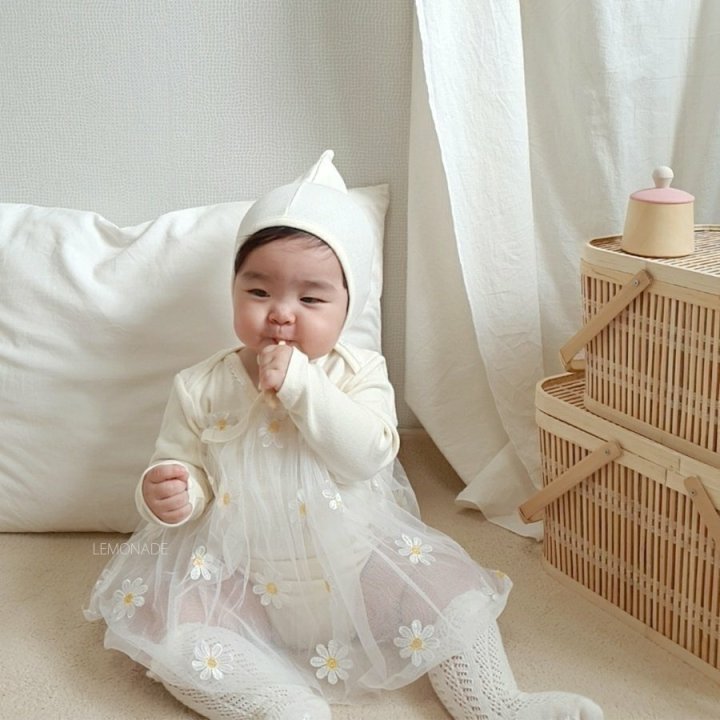 Lemonade - Korean Baby Fashion - #babyoninstagram - Dandelion Embroidery Bonnet Suit - 8