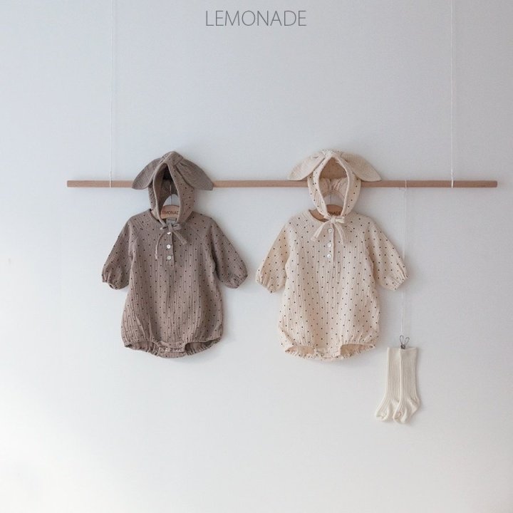 Lemonade - Korean Baby Fashion - #babyootd - Dot Bonnet Suit