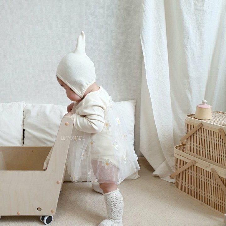 Lemonade - Korean Baby Fashion - #babyootd - Dandelion Embroidery Bonnet Suit - 9