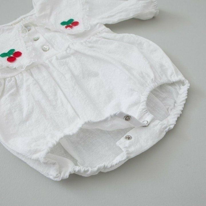 Lemonade - Korean Baby Fashion - #babyootd - Navi Cherry Bonnet Suit - 7