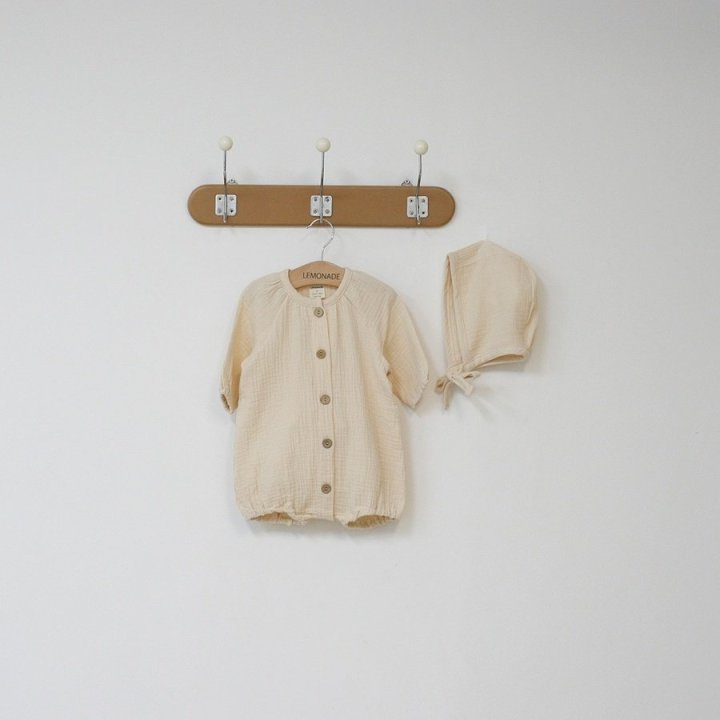 Lemonade - Korean Baby Fashion - #babyootd - Latte Suit Bonnet Set - 4