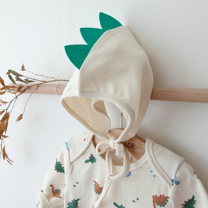 Lemonade - Korean Baby Fashion - #babyoutfit - Dino Suit Bonnet Set - 5