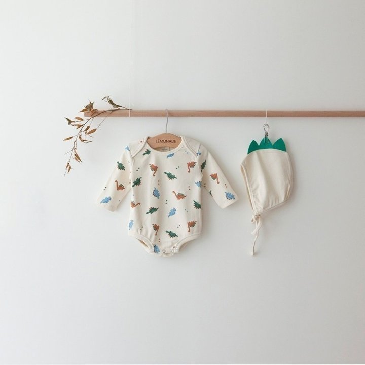 Lemonade - Korean Baby Fashion - #babyoutfit - Dino Suit Bonnet Set - 6