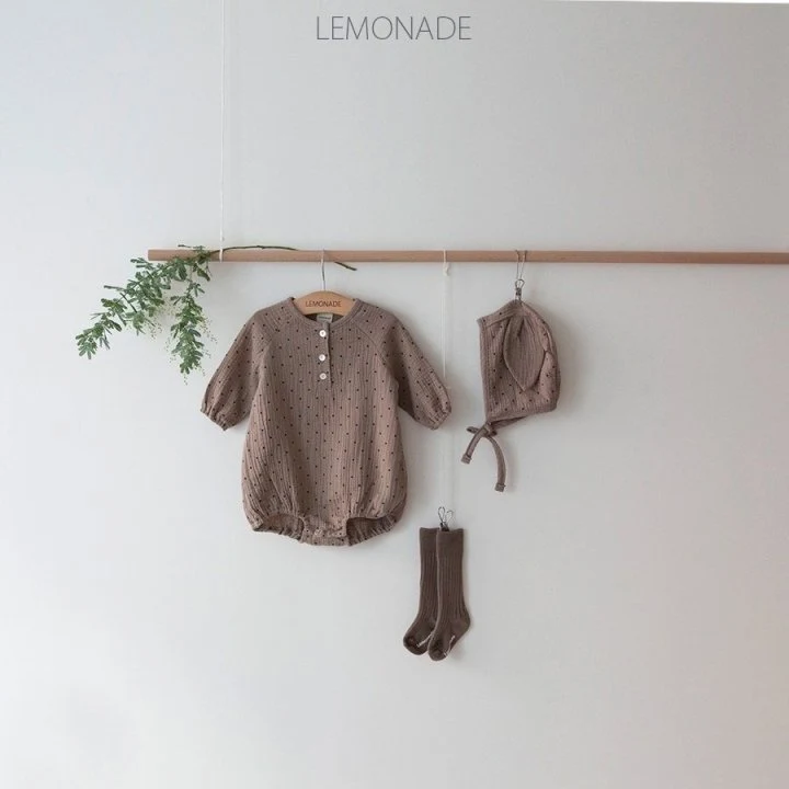 Lemonade - Korean Baby Fashion - #babyoutfit - Dot Bonnet Suit - 2