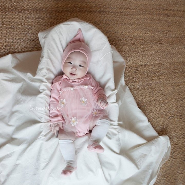 Lemonade - Korean Baby Fashion - #babyoutfit - Dandelion Embroidery Bonnet Suit - 11